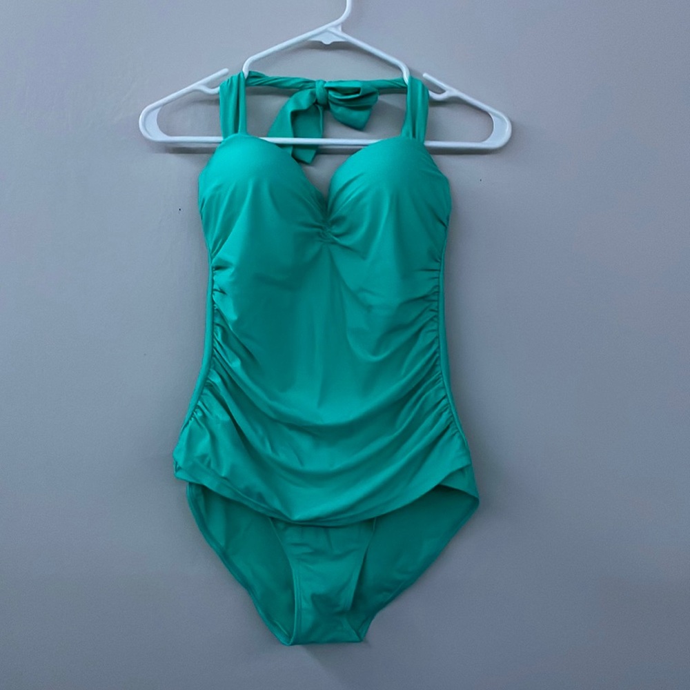 Teal one piece bathing suit